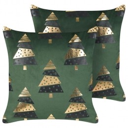 Beliani-GOLDSPRUCE-Sierkussensetvan2-Groen-Fluweel