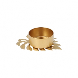QUVIOWaxinelichthouderopeenblad-8x6x2cm-Metaal-Goud