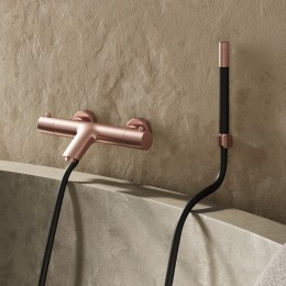 SaniclearCopperProthermostatischebadkraanmethanddouchegeborsteldkoper