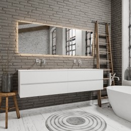 ZaroValenciaSolidSurfacebadmeubel200cmmatwitzonderkraangatdubbelespoelbakmet4lades