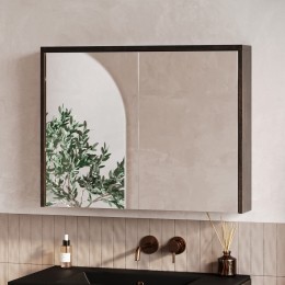 FontanaBasicspiegelkast80cmmet2deurenkasteelbruin