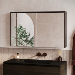 FontanaBasicspiegelkast100cmmet2deurenkasteelbruin