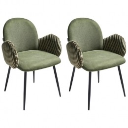 Beliani-AMITY-Eetkamerstoelsetvan2-Groen-Polyester