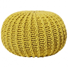 Beliani-CONRAD-Poef-Mosterdgeel-50cm-Katoen