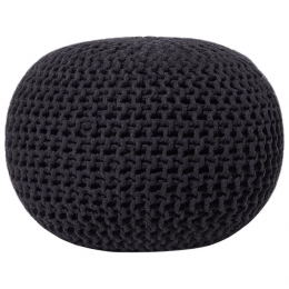Beliani-CONRAD-Poef-Zwart-50cm-Katoen