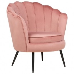 Beliani-LOVIKKA-Fauteuil-Roze-Fluweel