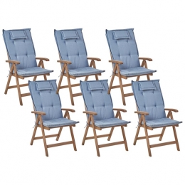 Beliani-AMANTEA-Tuinstoelsetvan6-DonkerbruinBlauw-Acaciahout