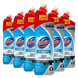 6xGlorixProfessionalToiletreinigerOceanzonderChloorBleekProFormula1liter