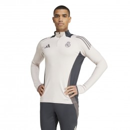 adidasRealMadridTrainingstrui14-ZipEuropees2024-2025BeigeDonkergrijsBruin