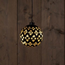 GlassBallBaroqueBlackGold12Cm10LedWarmWhite-Annascollection