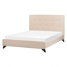 Beliani-AMBASSADOR-Tweepersoonsbed-Beige-140x200cm-Polyester
