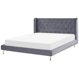 Beliani-FORBACH-Tweepersoonsbed-Grijs-180x200cm-Fluweel