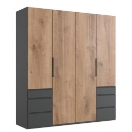 KledingkastOssAntracietGrijsHout-EikenHout-Naturel