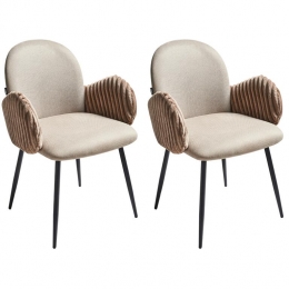 Beliani-AMITY-Eetkamerstoelsetvan2-Taupe-Polyester