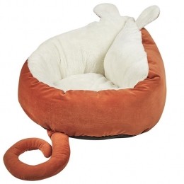 Beliani-HASSA-Dierenbed-Oranje-Fluweel