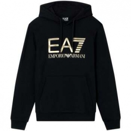 SweaterEa7EmporioArmaniLogoSeriesCottonHoodieBlackGold