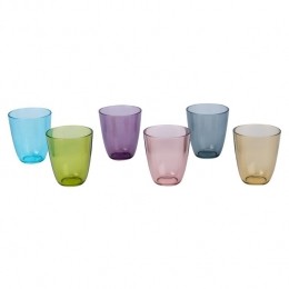 6xStuksgekleurdewaterglazendrinkglazenCosyMoments310ml