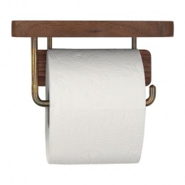 QUVIOToiletrolhoudermetplankje-Houtengoudmetaal