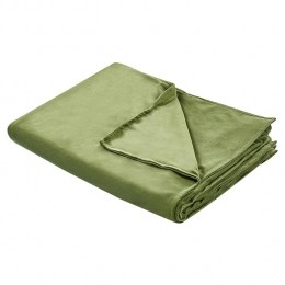 Beliani-RHEA-Verzwaringsdekenhoes-Donkergroen-135x200cm-Polyester
