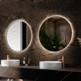 HippDesign13500rondespiegel60cmmatzwartmetLEDenspiegelverwarming