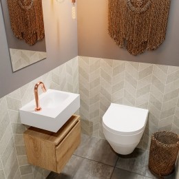 MondiazAndortoiletmeubel40cmeikenmetwittewastafelrechtsmetkraangat