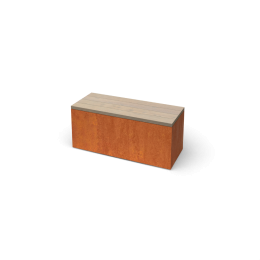 ModenaRechthoekigecortenstaalzitbankmetPadoukhoutL100xB40xH42cm-Geroba