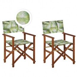 Beliani-CINE-Tuinstoelsetvan2-GroenWitBladeren-Polyester