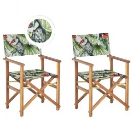 Beliani-CINE-Tuinstoelsetvan2-GroenHoutToekan-Polyester