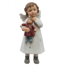 ClayreEefBeeldEngel6x5x14cmWitPolyresinKerstdecoratie