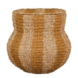 MicaDecorationsOpbergmandmetDeksel-H47x50cm-Jute-Geel