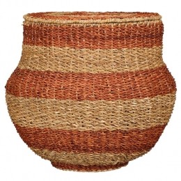 MicaDecorationsOpbergmandmetDeksel-H48x55cm-Jute-Oranje