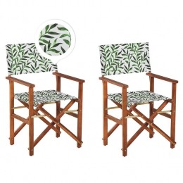 Beliani-CINE-Tuinstoelsetvan2-DonkerhoutWitBlad-Polyester
