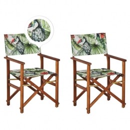Beliani-CINE-Tuinstoelsetvan2-GroenWitToekan-Polyester