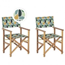 Beliani-CINE-Tuinstoelsetvan2-GroenWitAbstract-Polyester