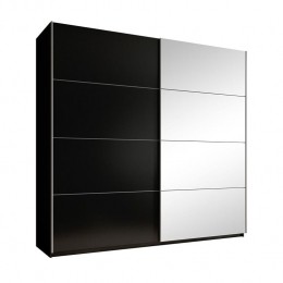 MeubellaKledingkastOscar-Zwart-221cm-Metspiegel