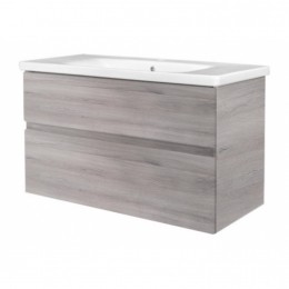 BadkamermeubelBestDesignQuick-Greeploos100x56x45cmOnderkastWastafelGrijsEiken