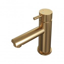 WastafelmengkraanBrauerGoldEditionColdstartOpbouwLaagKorteRondeHendelGeborsteldGoudPVD