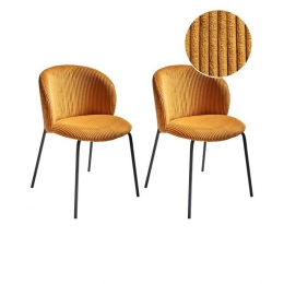 Beliani-MILES-Eetkamerstoelsetvan2-Oranje-Corduroy