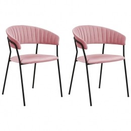 Beliani-MARIPOSA-Eetkamerstoelsetvan2-Roze-Fluweel