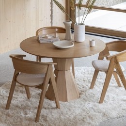 ZuiverRondeEettafelLotusEikenhout120cm-Bruin