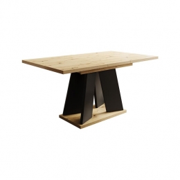 MeubellaEetkamertafelMatrix-Eiken-Zwart-160cm-Uitschuifbaar