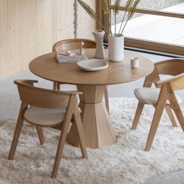 ZuiverRondeEettafelLotusEikenhout120cm-Bruin