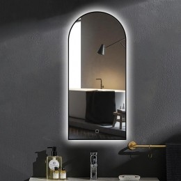 SaniclearArctoogspiegelmetzwartelijst45x100cmmetverlichtingenverwarming