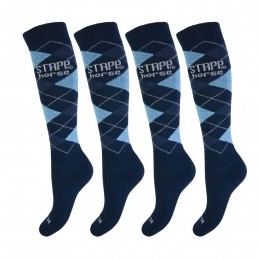 STAPPHorsePaardrijsokkenRuit4-packMarineLichtblauwJeans-3942