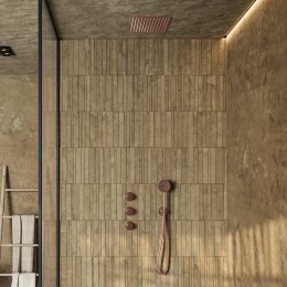 SaniclearPlusinbouwregendouchemetinbouwdouchekop30x30cmgeborsteldkoper