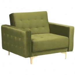 Beliani-ABERDEEN-Fauteuil-Olijfgroen-Fluweel