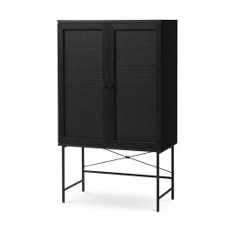 OlivineJariHoutenOpbergkastmetRattan-B80cm-Zwart