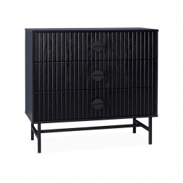sweeek-Houtdecorcommodemet3ladenenzwartegroeven
