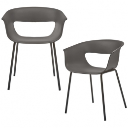 WOOODStineEetstoelen-BruinGrijs-Setvan2