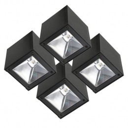 KSVerlichtingSet4stuksLEDSolarCubewandlampzwartvierkant